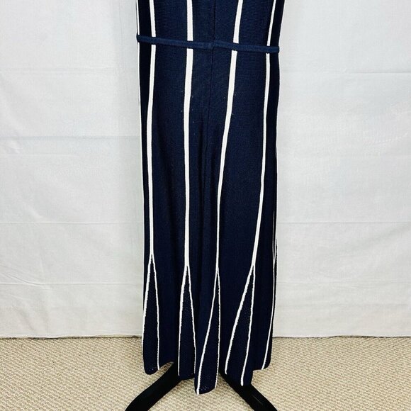 Calvin Klein Sweater Dress Size M Sleeveless Long Navy Blue Striped - Picture 7 of 10